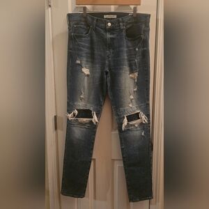 PacSun Stacked Skinny Destroyed Ripped Blue Jeans